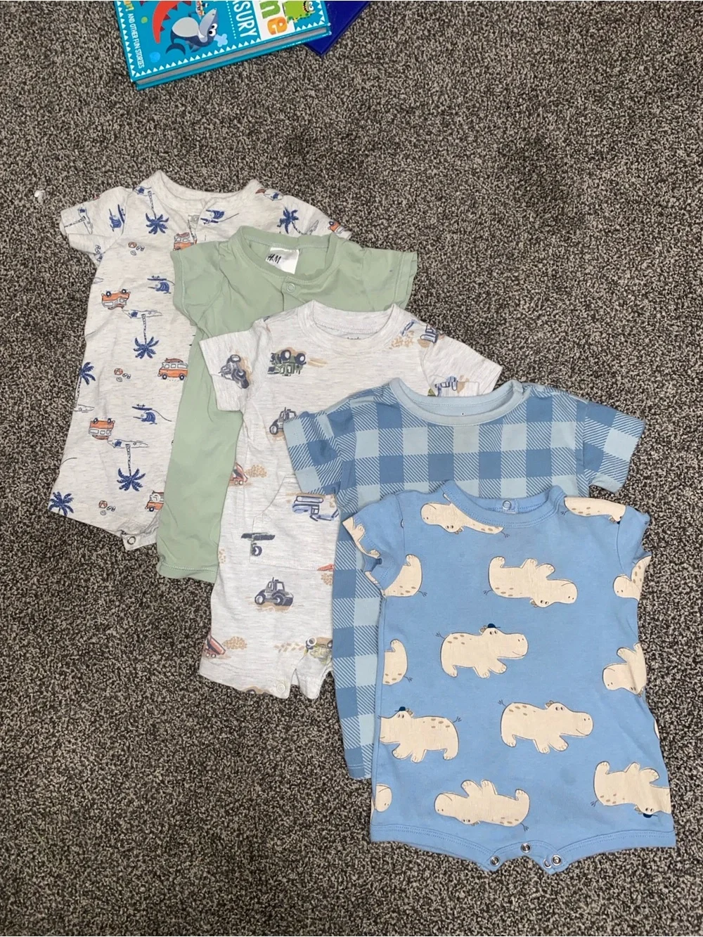 Baby Boy 5-Pack Short Sleeve Rompers